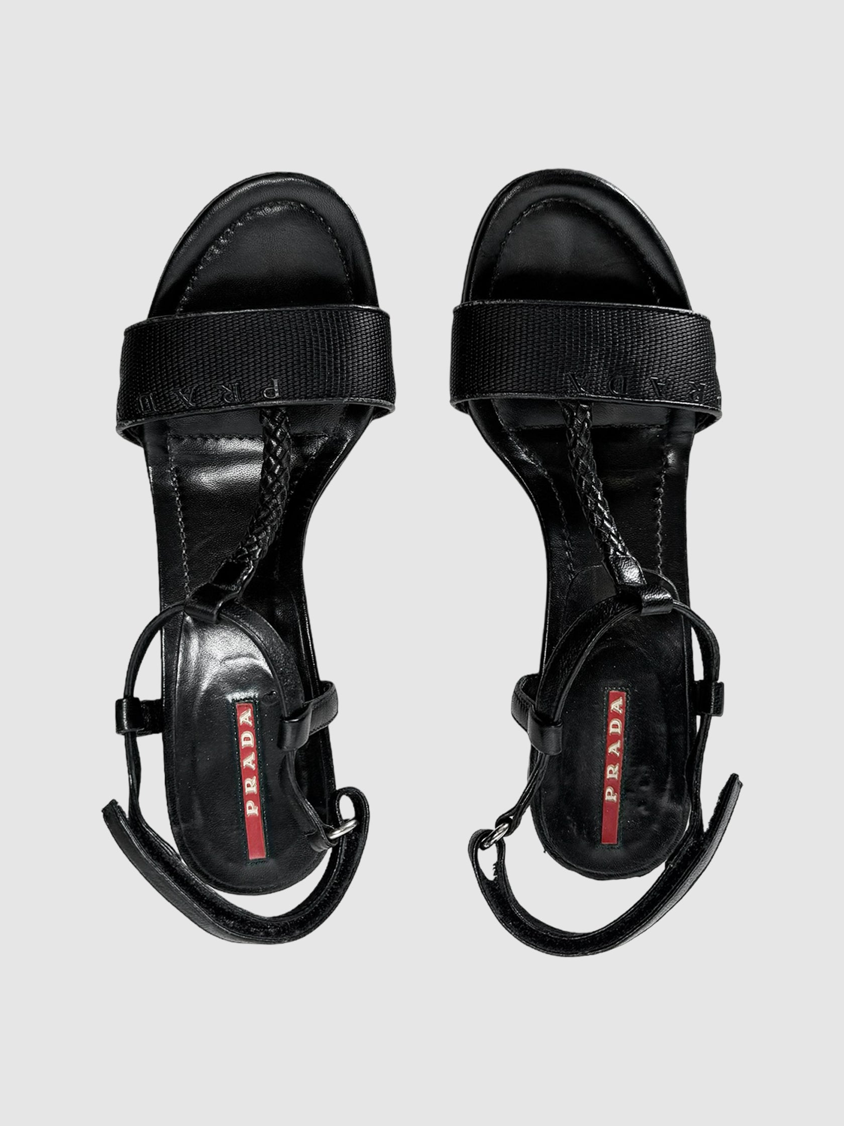 Prada Sport Heeled Wedge in Black, Size 36 Consignment Secondhand Designer Luxury Resale Toronto Trendy