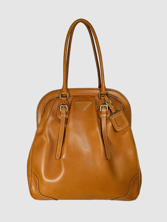 Prada Brown Leather Paglia Cinghiale Frame Bag Consignment Secondhand Designer Luxury Resale Toronto Trendy