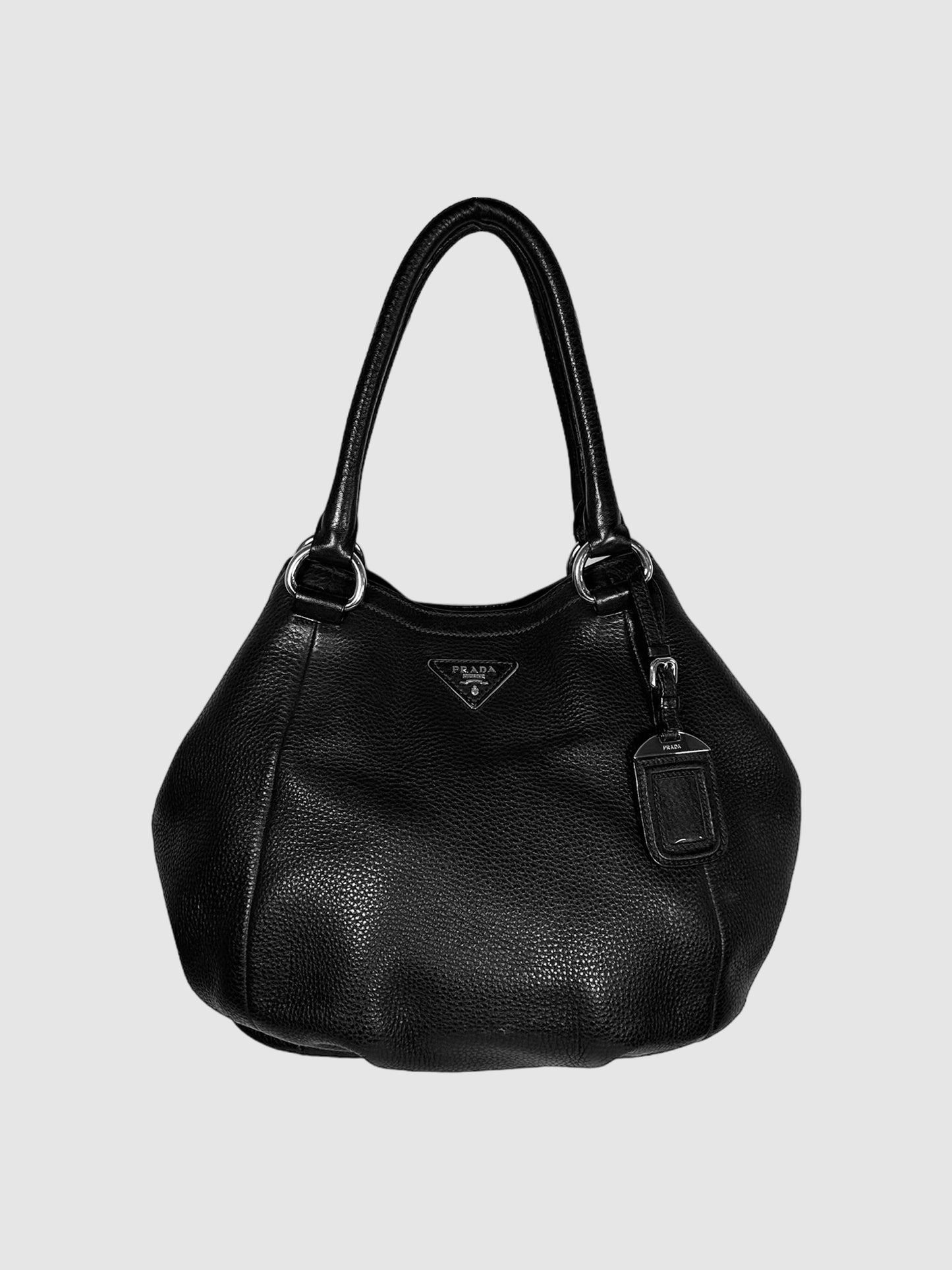 Prada Black Calfskin Leather Vitello Daino Shopping Tote Consignment Secondhand Designer Luxury Resale Toronto Trendy