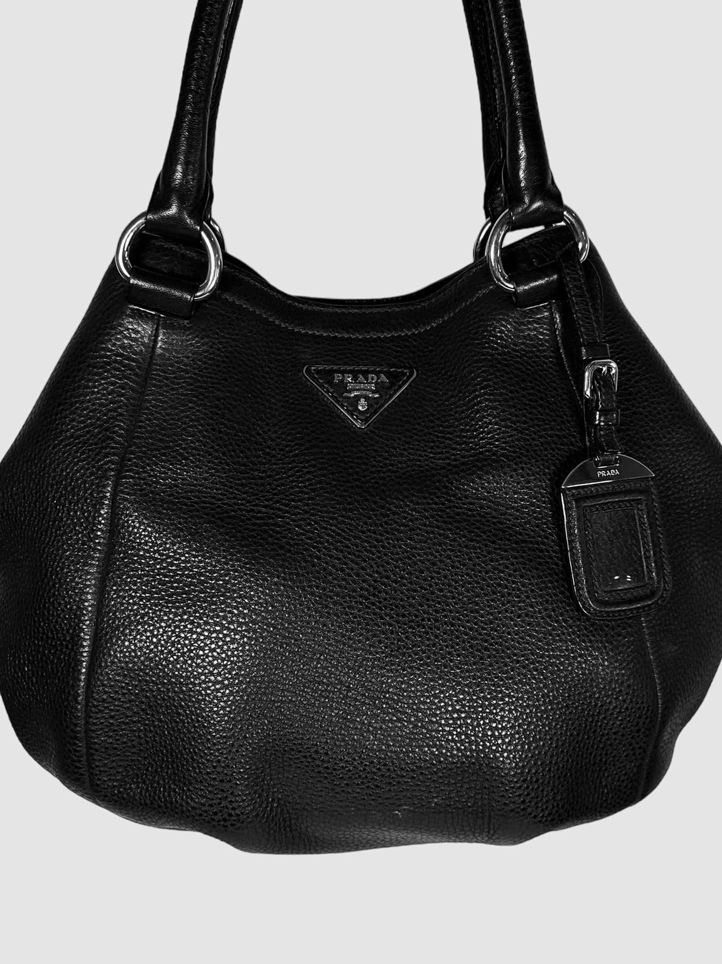 Prada Black Calfskin Leather Vitello Daino Shopping Tote Consignment Secondhand Designer Luxury Resale Toronto Trendy