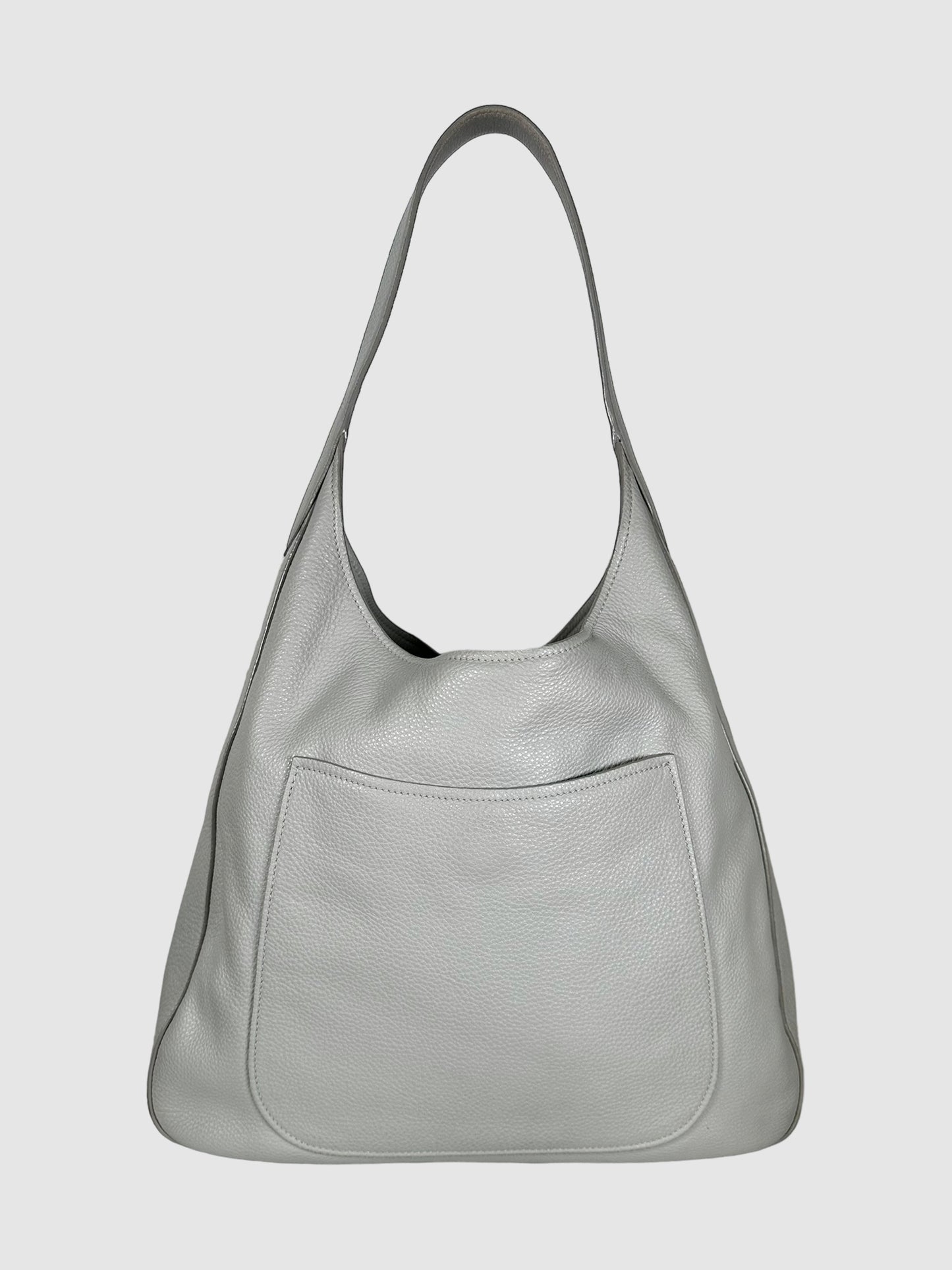 Prada Grey Vitello Daino Leather Hobo Bag Consignment Secondhand Designer Luxury Resale Toronto Trendy