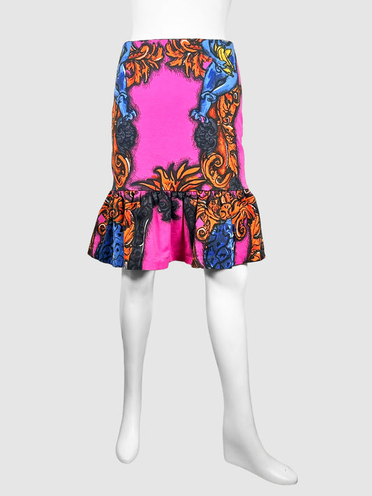 Printed Ruffle Mini Skirt - Size 38