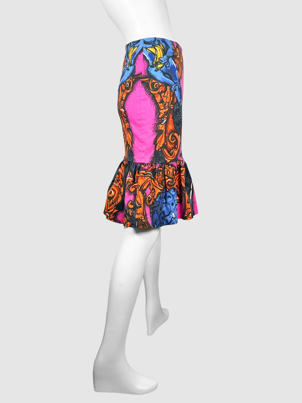 Printed Ruffle Mini Skirt - Size 38