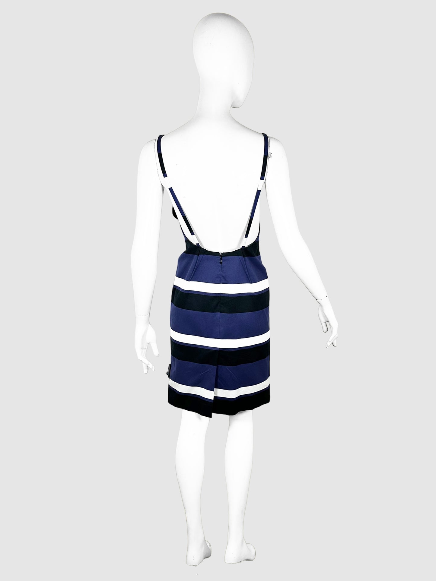 Striped Low Back Mini Dress - Size 40