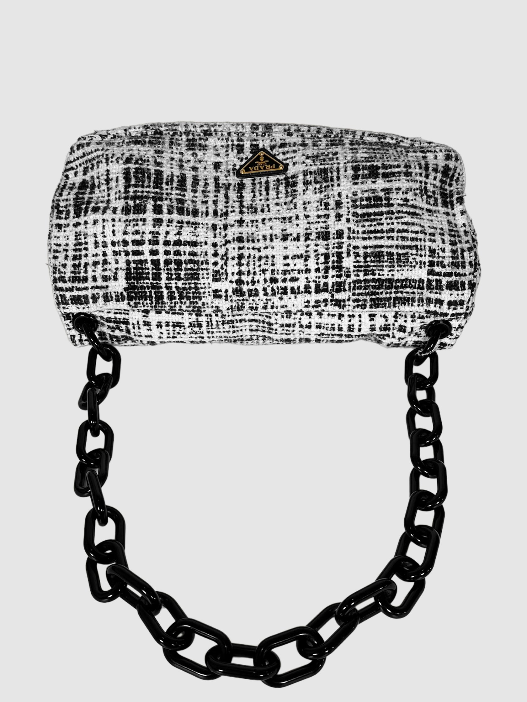 Printed Tweed Turnlock Flap Bag