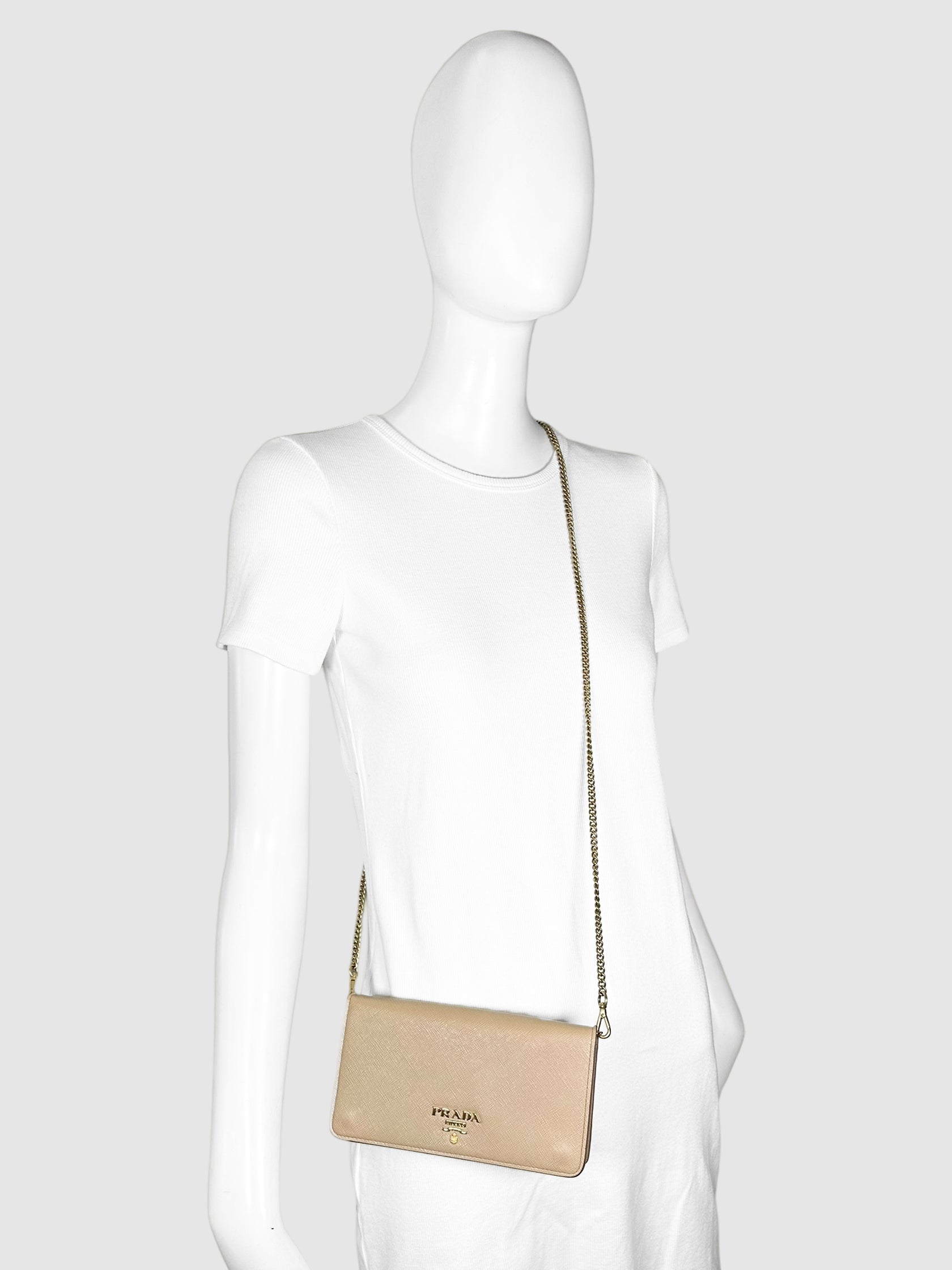 Prada Saffiano Flap Wallet on Chain Luxury Designer Resale Consignment Toronto