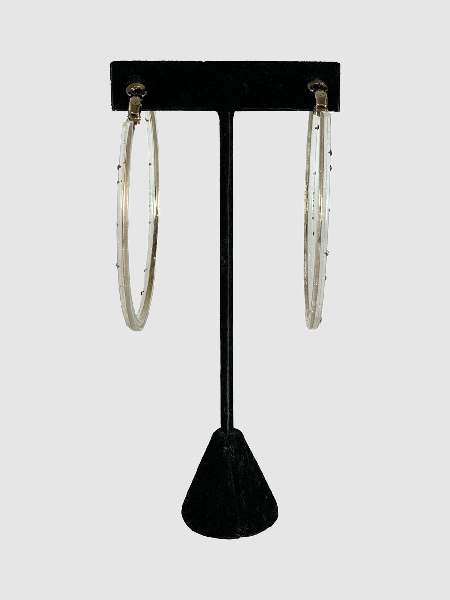 Vintage Lucite Multi-Stone Hoop Earrings