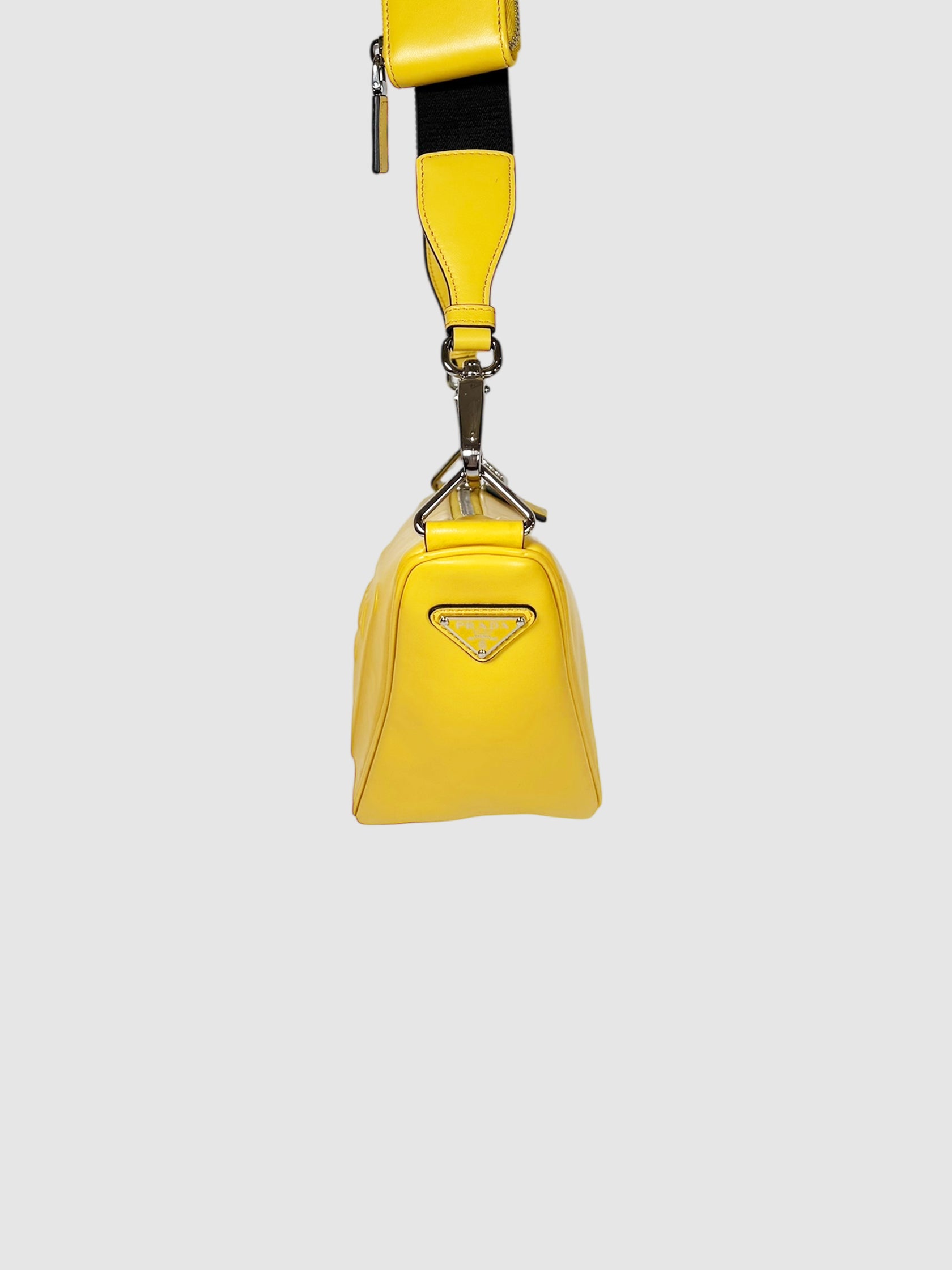Prada Yellow Leather Triangle Shoulder Bag luxury designer resale Toronto Canada secondhand consignment