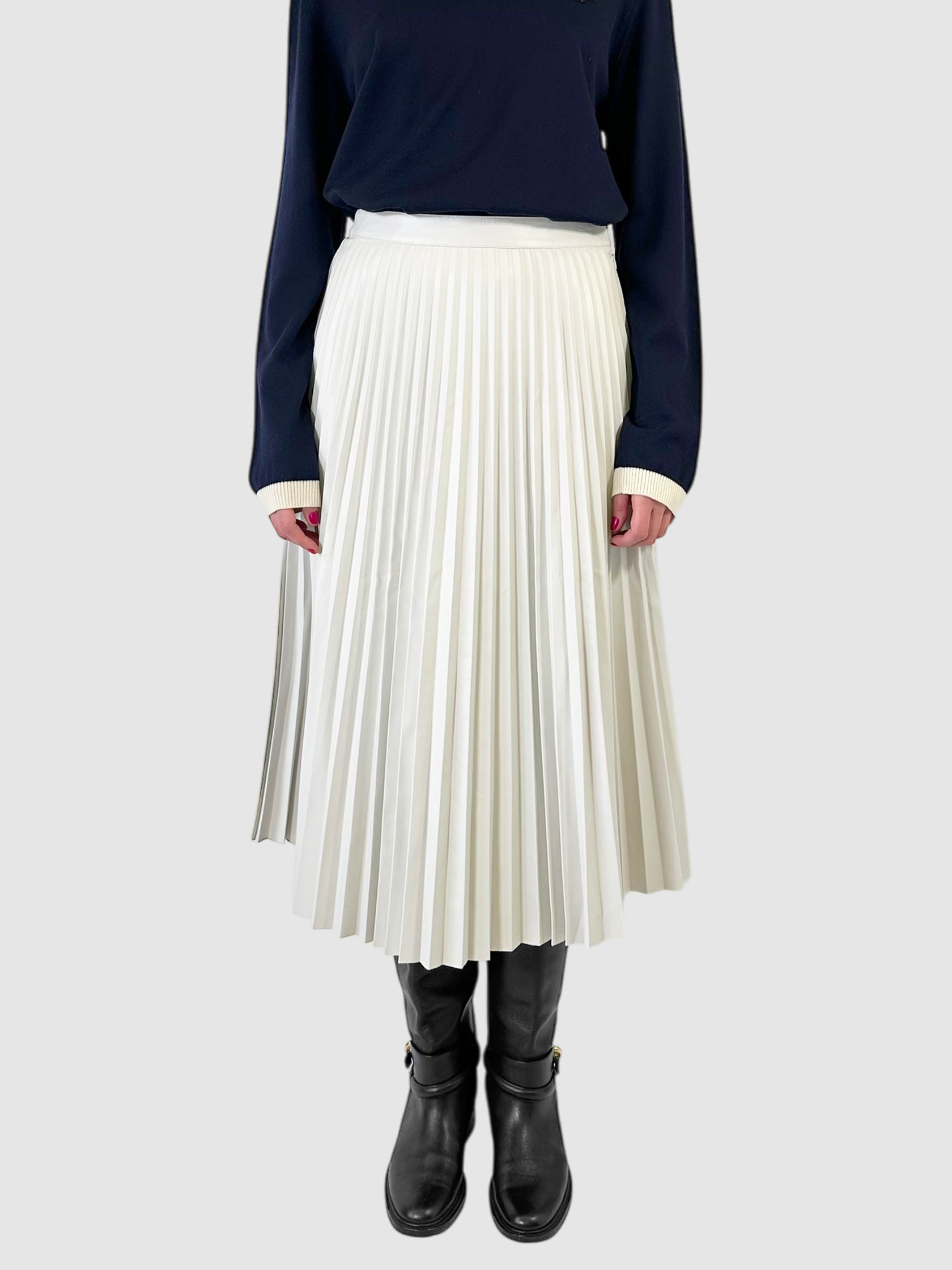 Faux Leather Pleated Midi Skirt