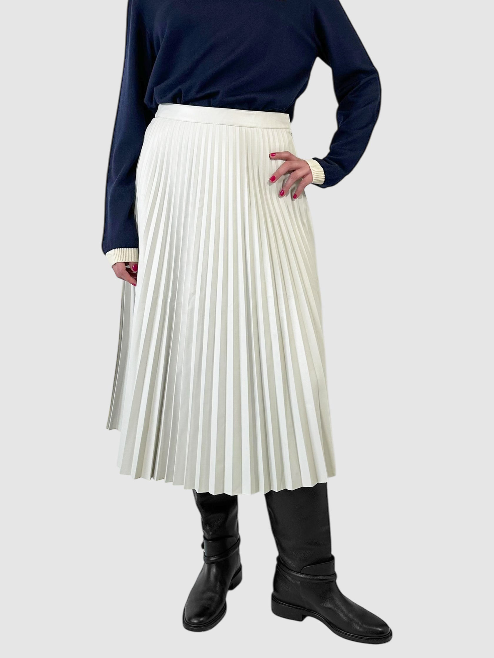 Faux Leather Pleated Midi Skirt