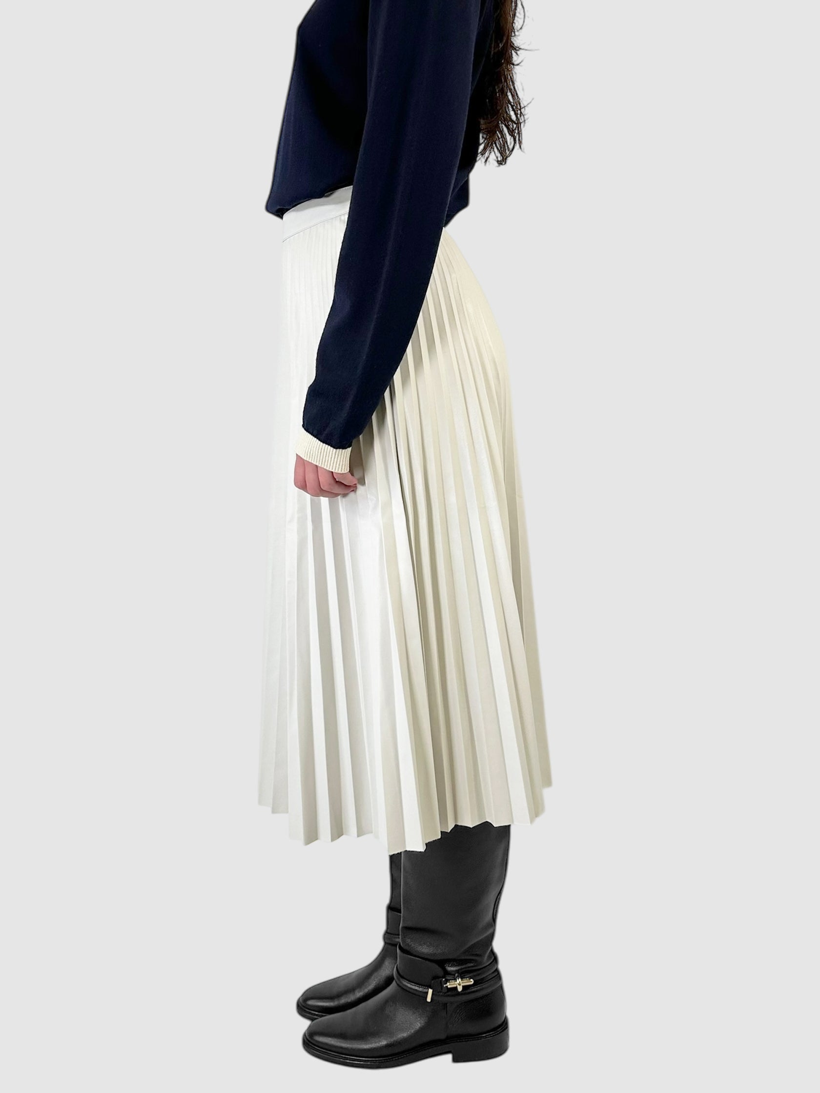 Faux Leather Pleated Midi Skirt
