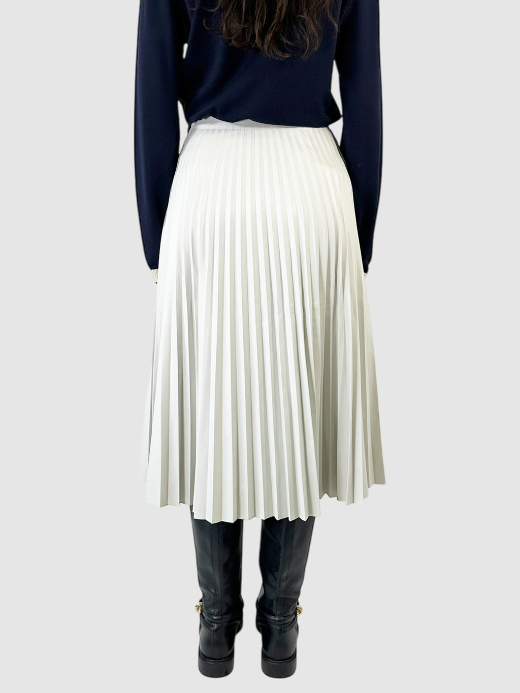 Faux Leather Pleated Midi Skirt