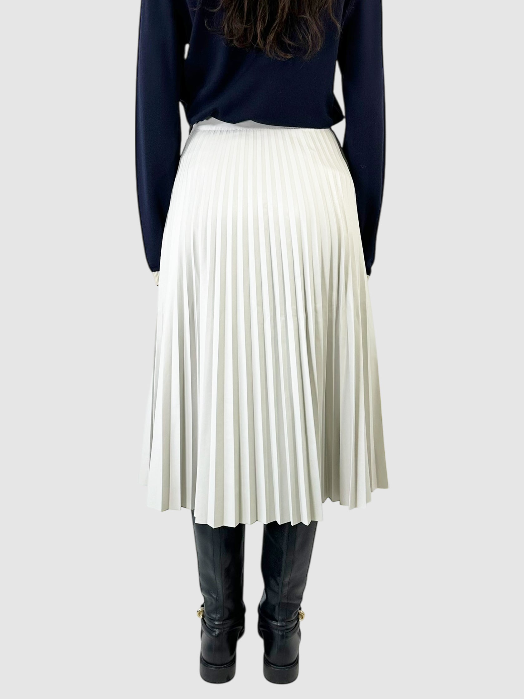 Faux Leather Pleated Midi Skirt