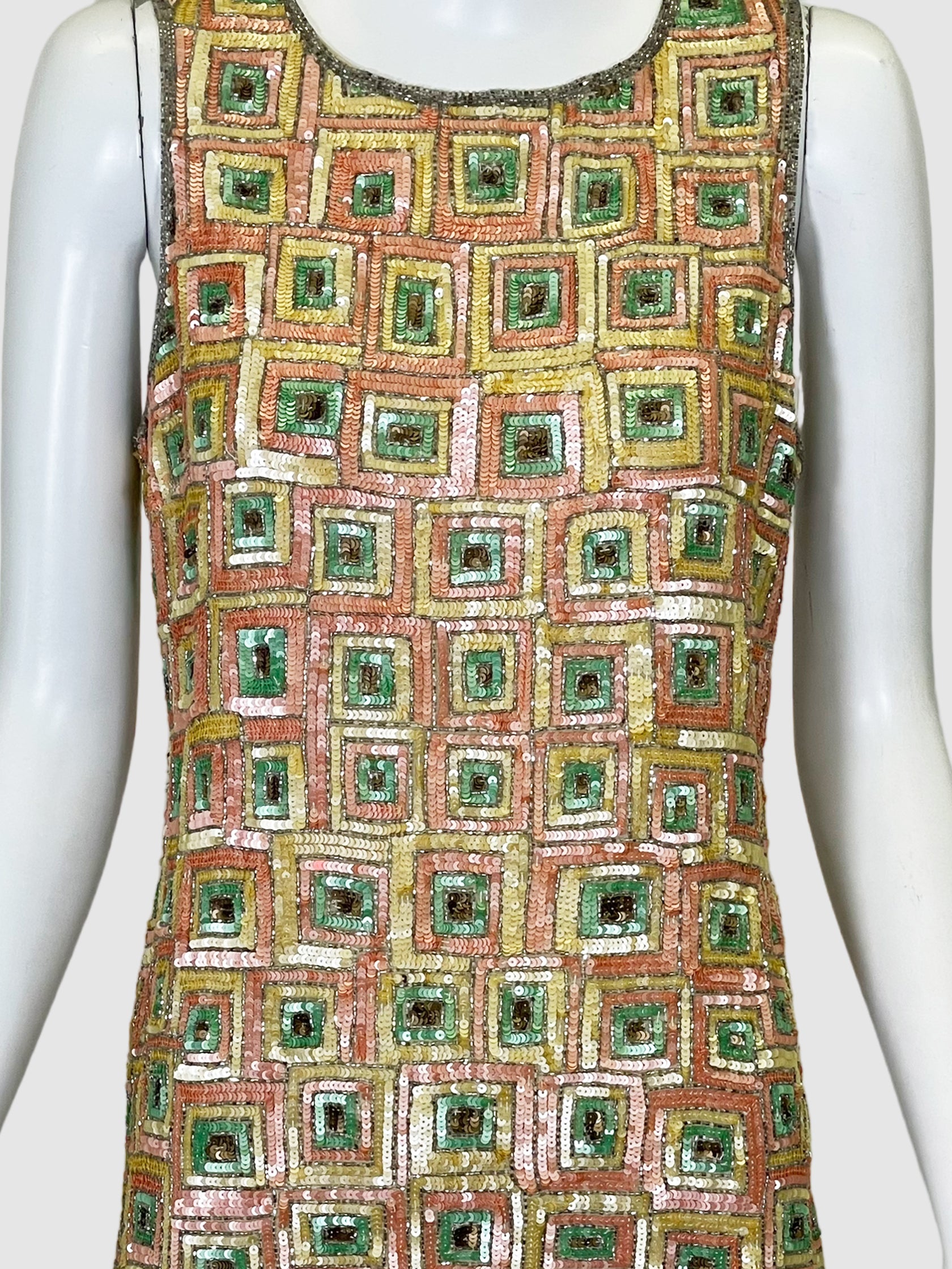 Pink Tartan Sequin Sleeveless Dress - Size 4