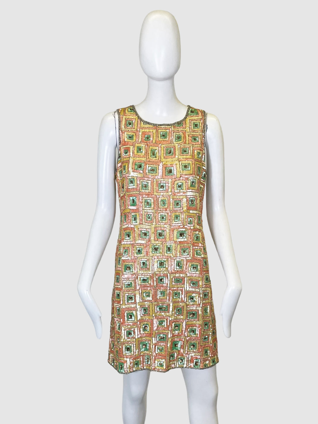 Pink Tartan Sequin Sleeveless Dress - Size 4