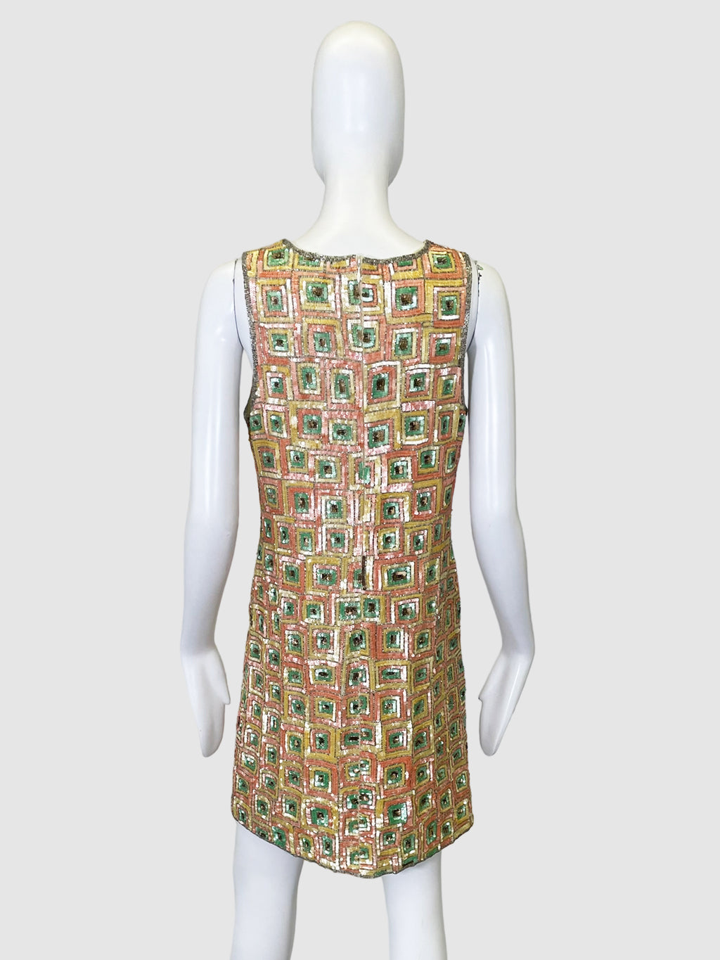 Pink Tartan Sequin Sleeveless Dress - Size 4