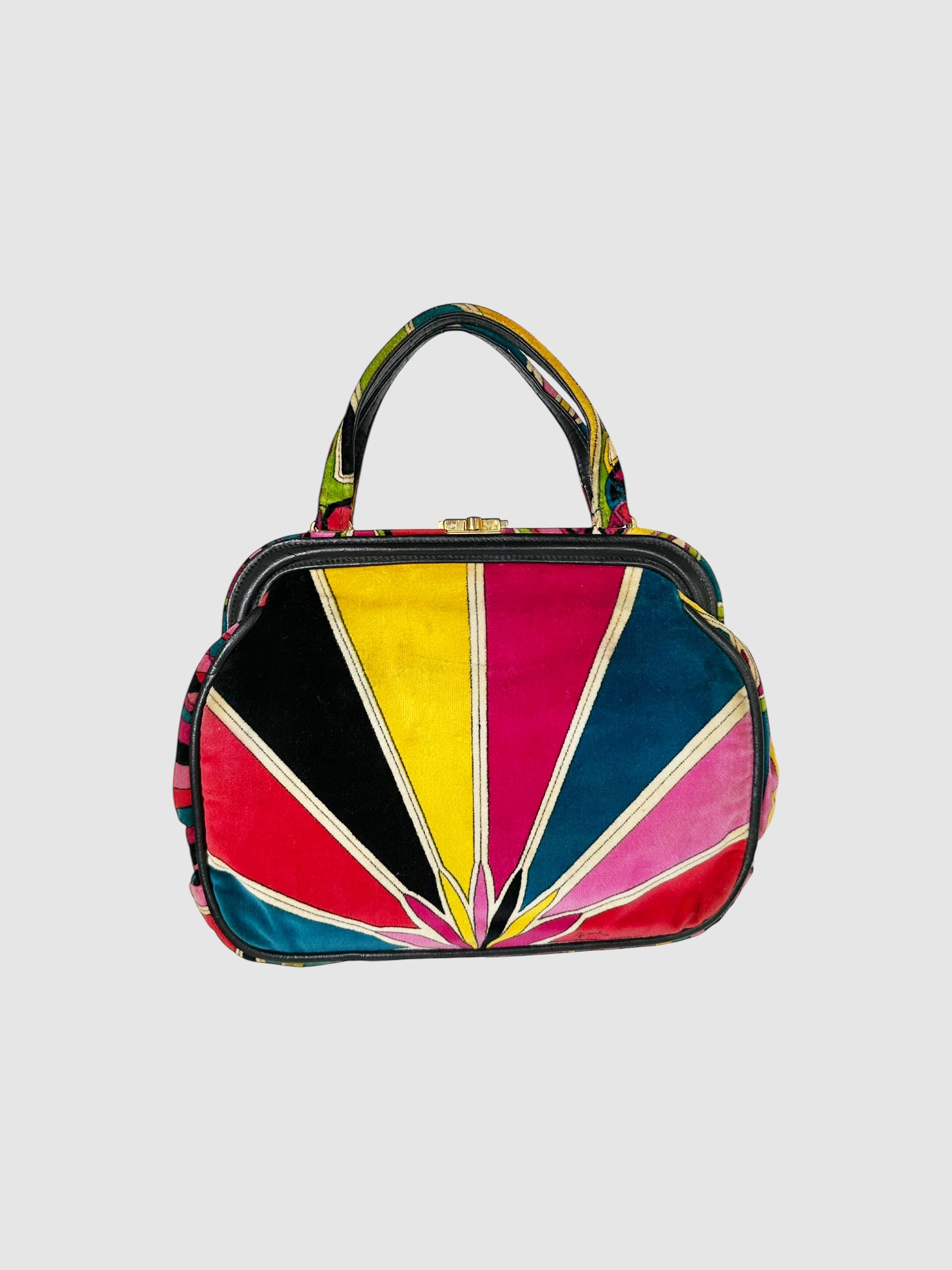 Emilio Pucci Multicolour Velvet Stained Glass Design Jana Top Handle Bag Luxury Designer Resale Consignment Toronto