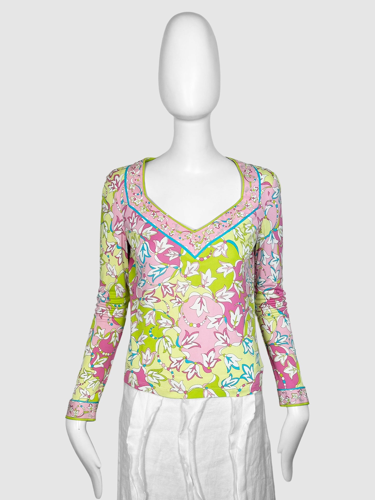 Signature Floral Print Long Sleeve Top - Size 8