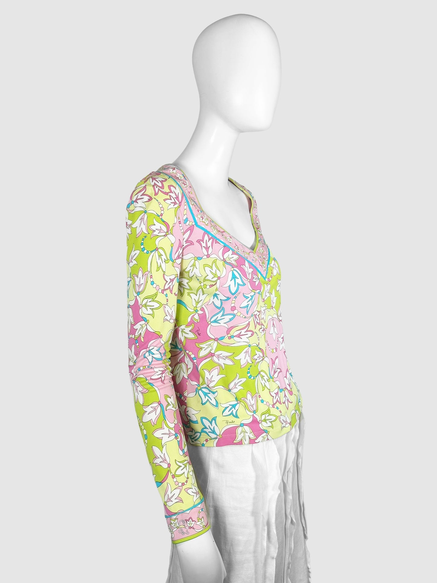 Signature Floral Print Long Sleeve Top - Size 8