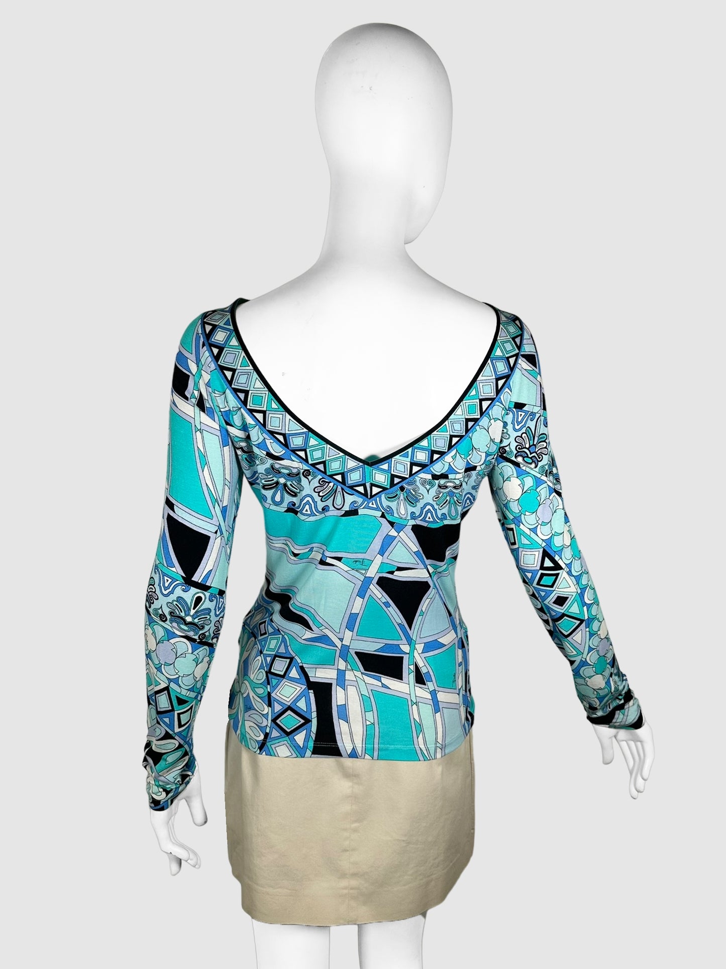 Patterned Long Sleeve Top - Size 8