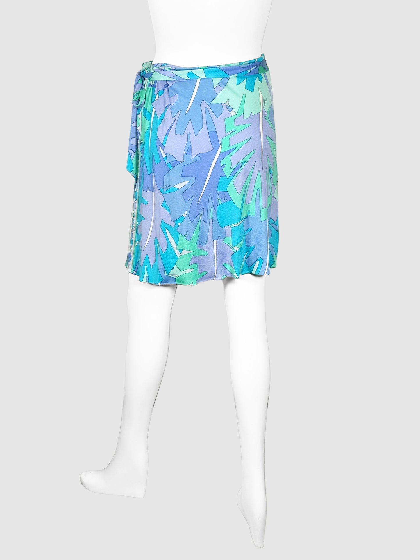 Leaf Print Mini Skirt - Size 6