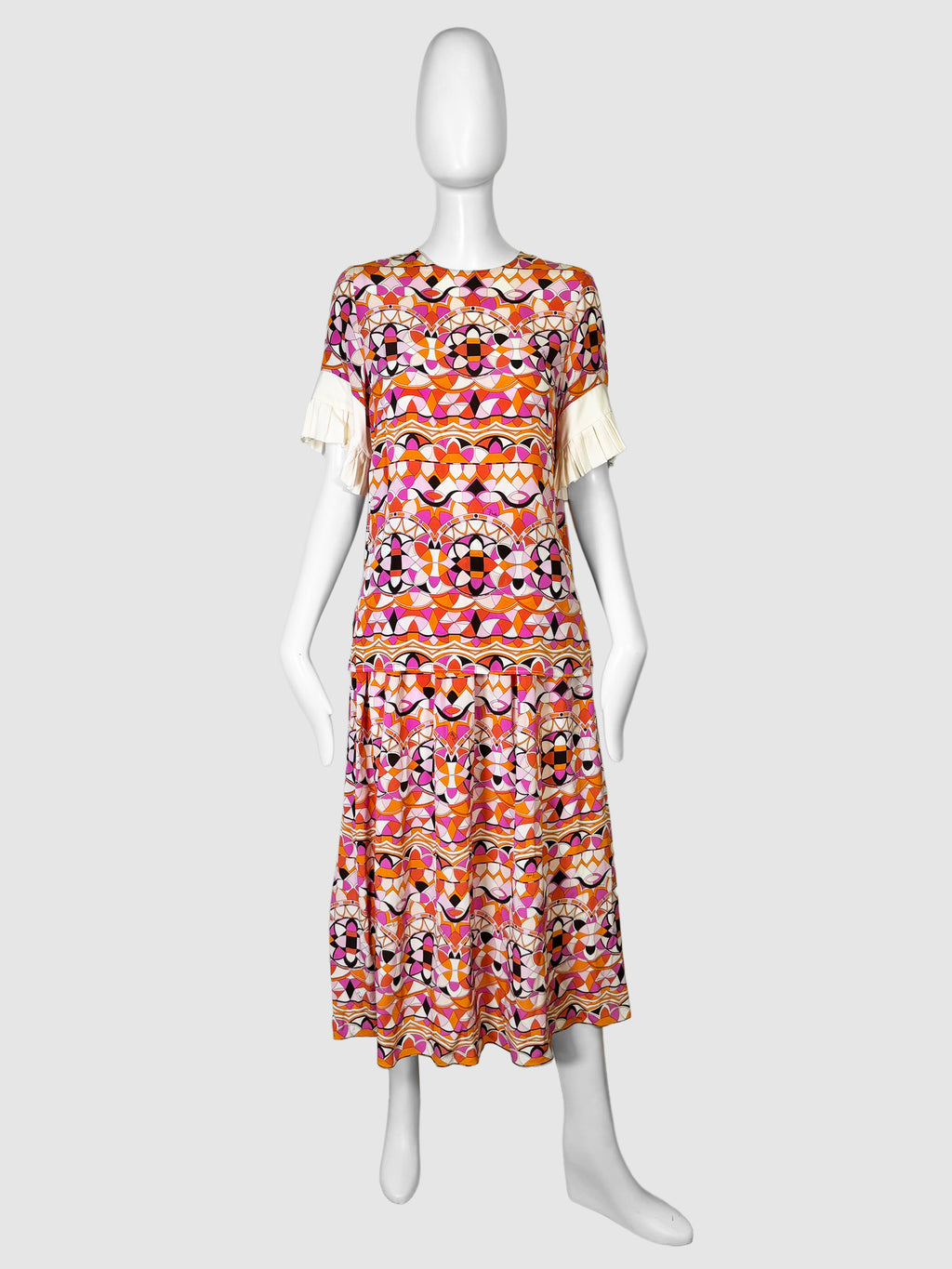 Printed 2-Piece Ruffle Sleeve Set - Size M