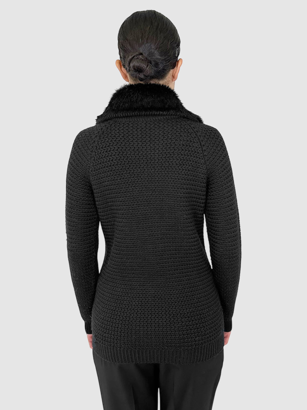 Knitted Wool Zip-Up Jacket - Size 38