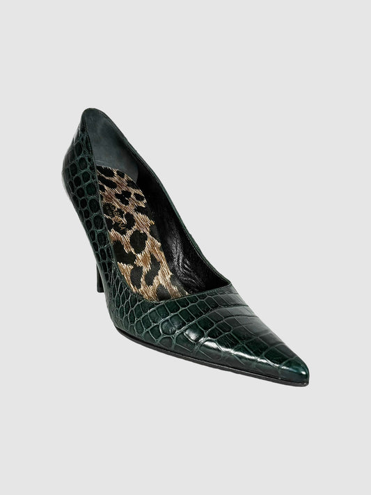 Croc Embossed Leather Pumps - Size 40