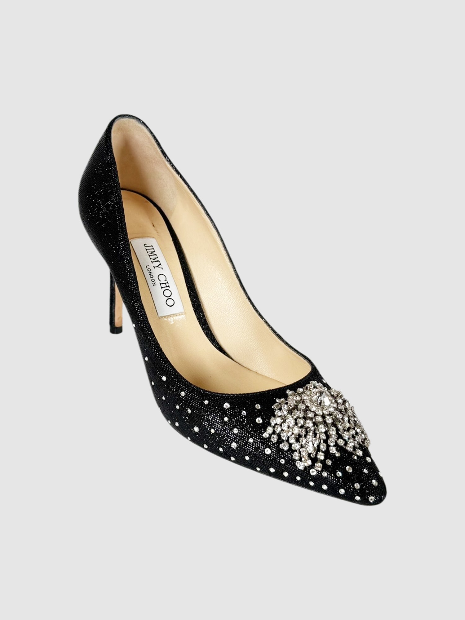 Jimmy Choo Black Crystal Embellished Pumps, Size 40 Luxury Designer Resale Consignment Toronto