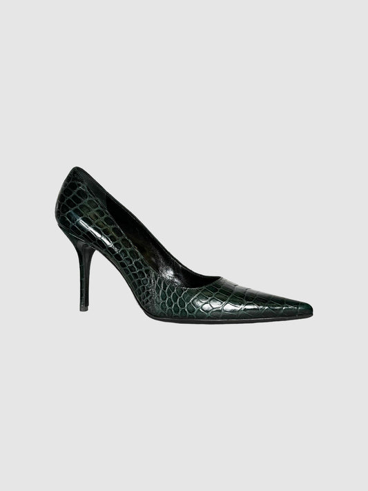 Croc Embossed Leather Pumps - Size 40