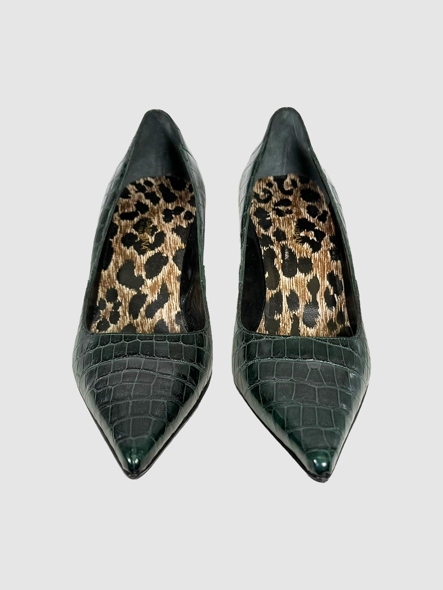 Croc Embossed Leather Pumps - Size 40