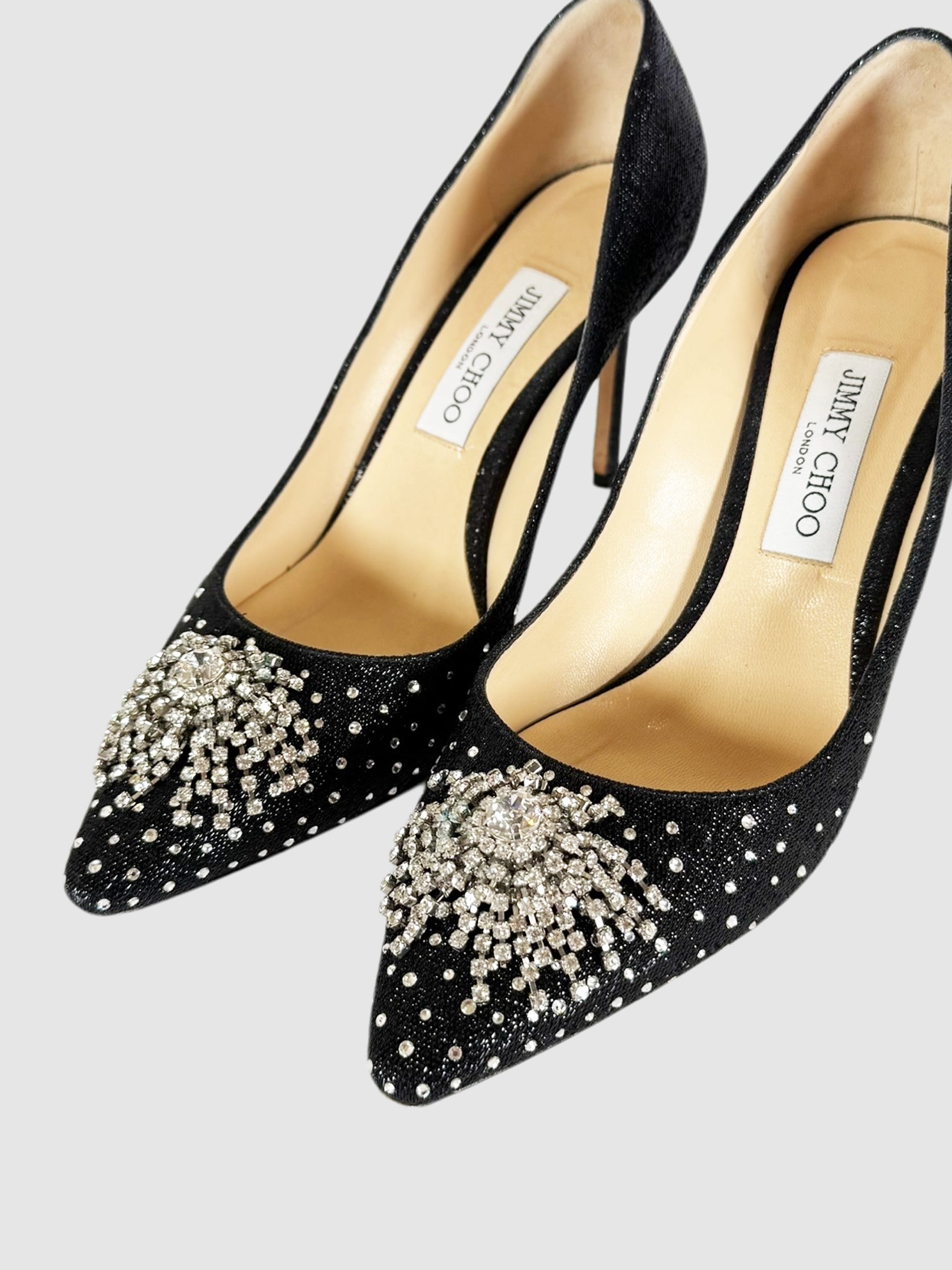 Jimmy Choo Black Crystal Embellished Pumps, Size 40 Luxury Designer Resale Consignment Toronto
