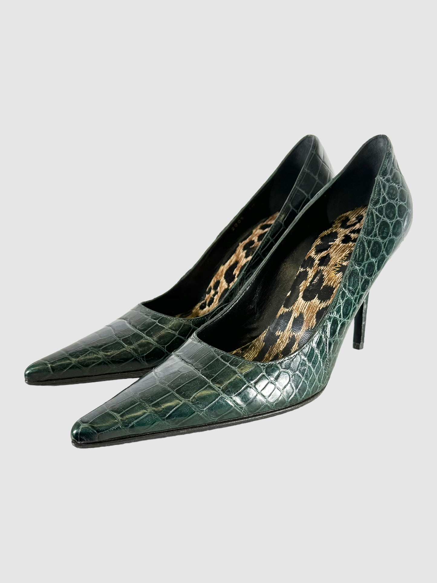 Croc Embossed Leather Pumps - Size 40