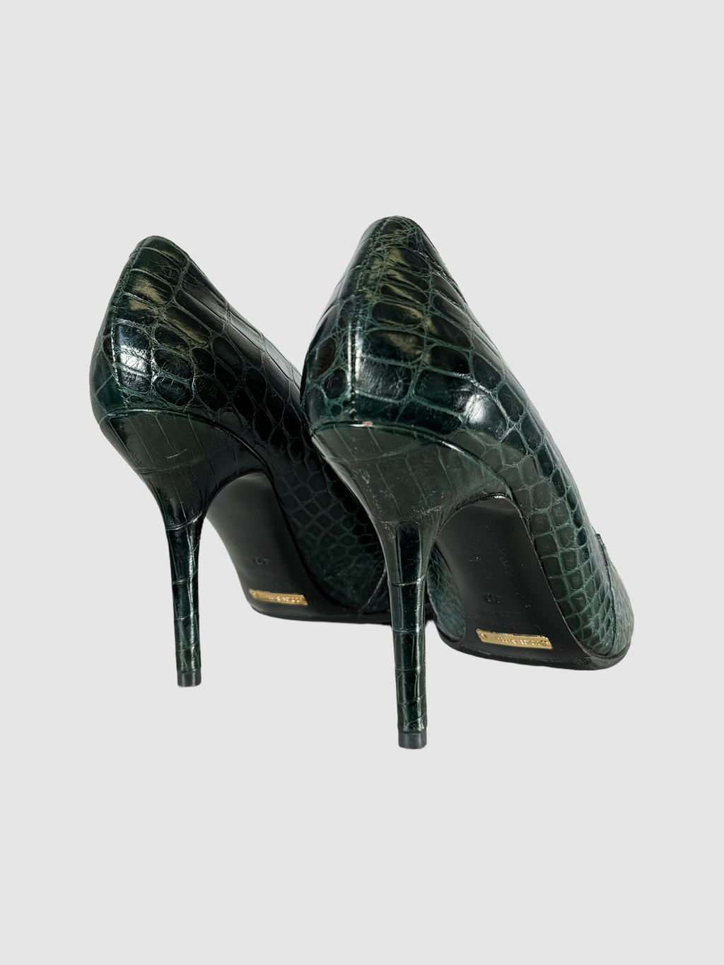 Croc Embossed Leather Pumps - Size 40