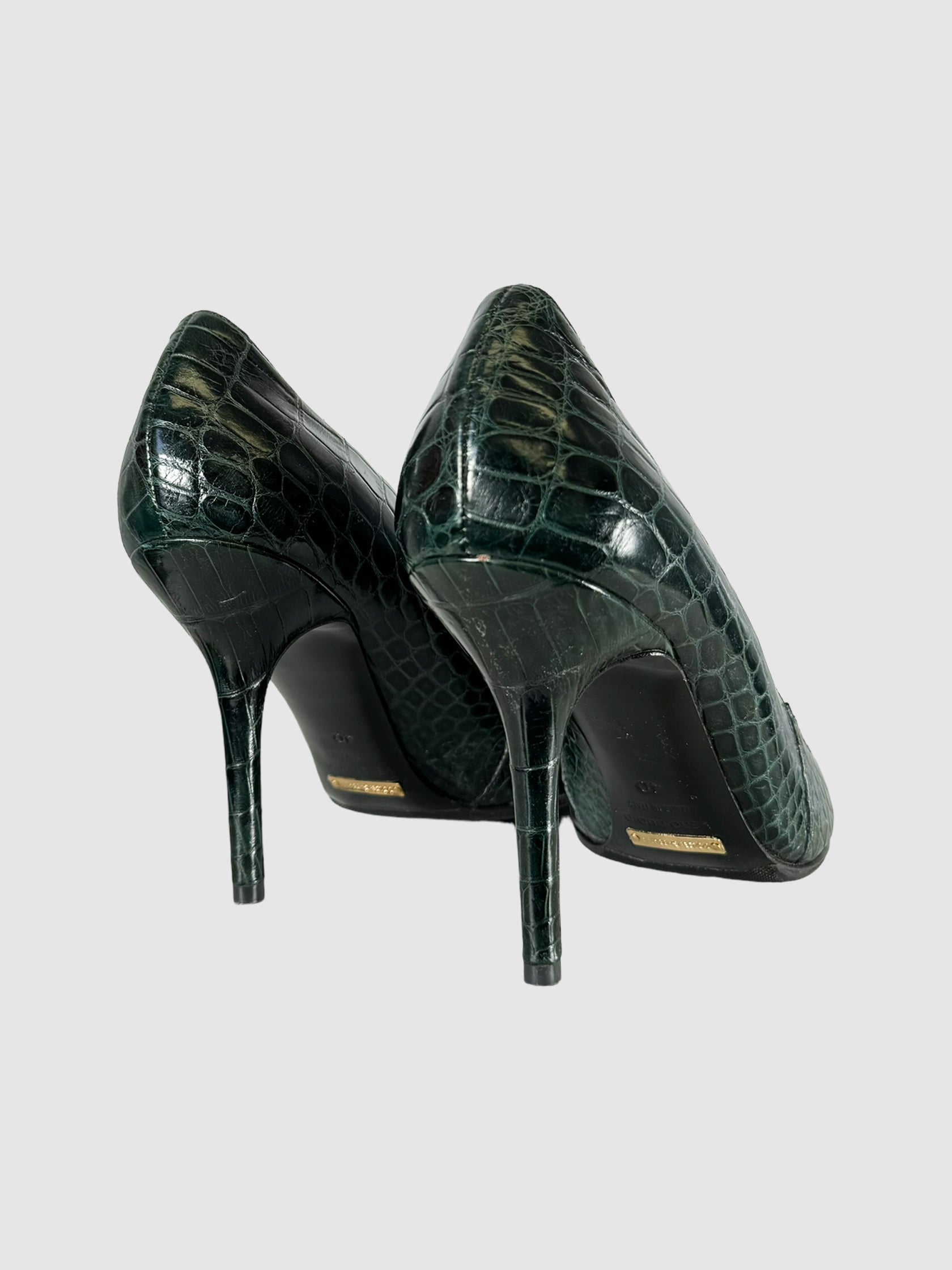 Croc Embossed Leather Pumps - Size 40