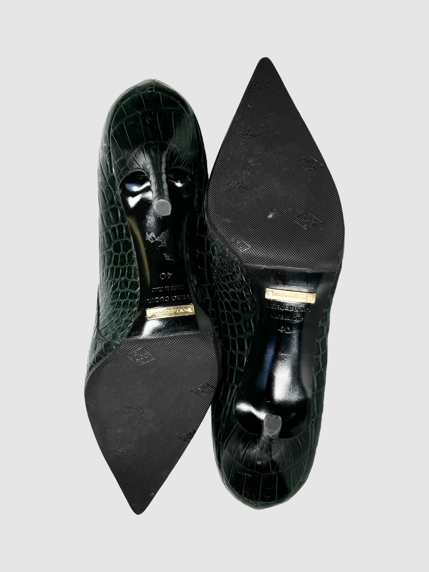 Croc Embossed Leather Pumps - Size 40