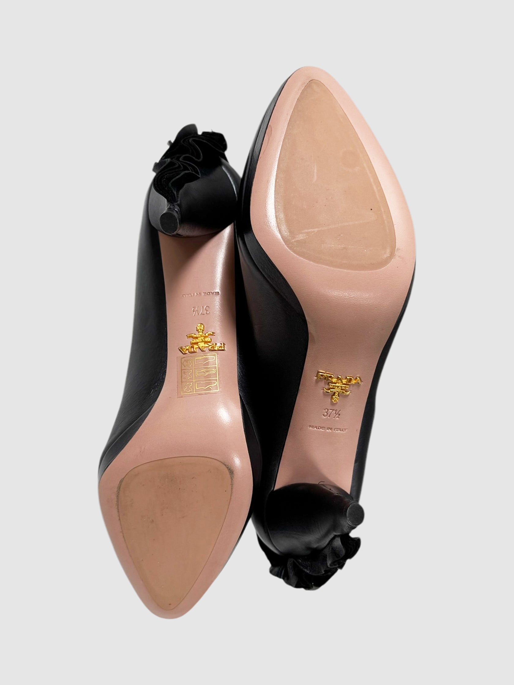 Leather Ruffle Detail Pumps - Size 37.5