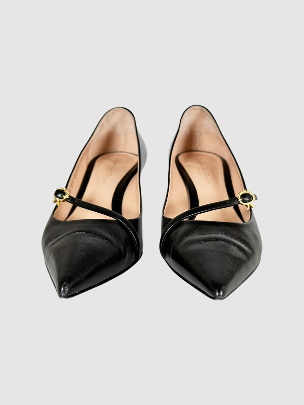 Gianvito Rossi Black Medolyn Leather Kitten Heel Pumps, Size 38 Luxury Designer Resale Consignment Toronto