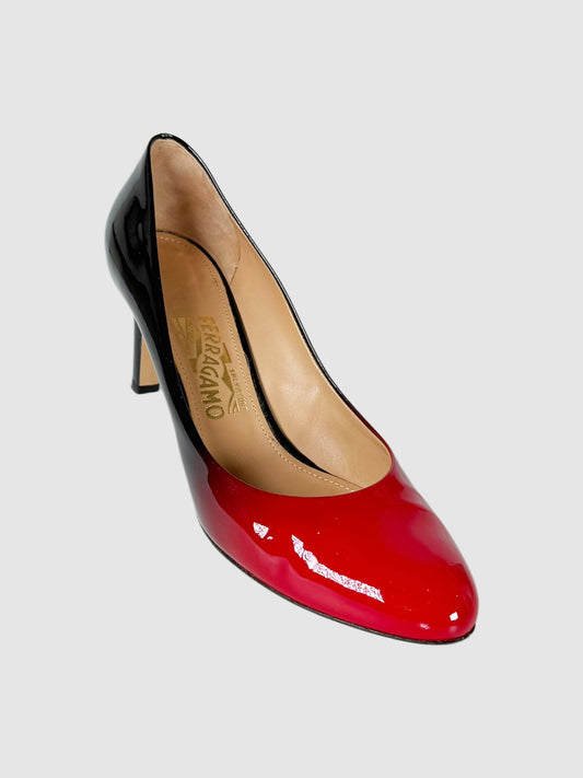 Salvatore Ferragamo Ombré Patent Leather Pumps, Size 9 Luxury Designer Resale Consignment Toronto