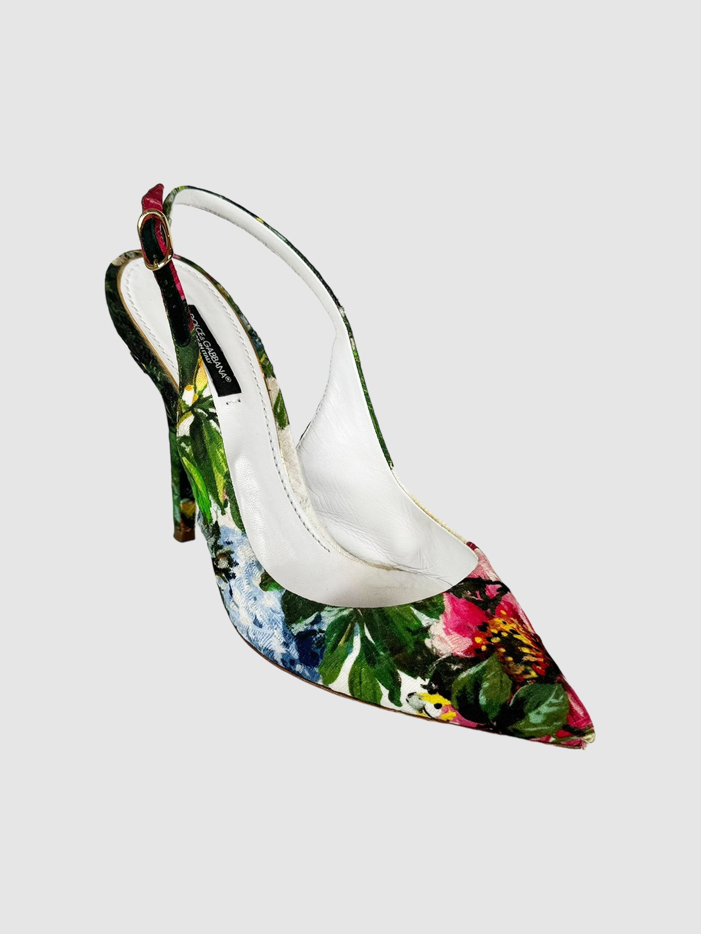 Floral Print Brocade Slingback Pumps - Size 39