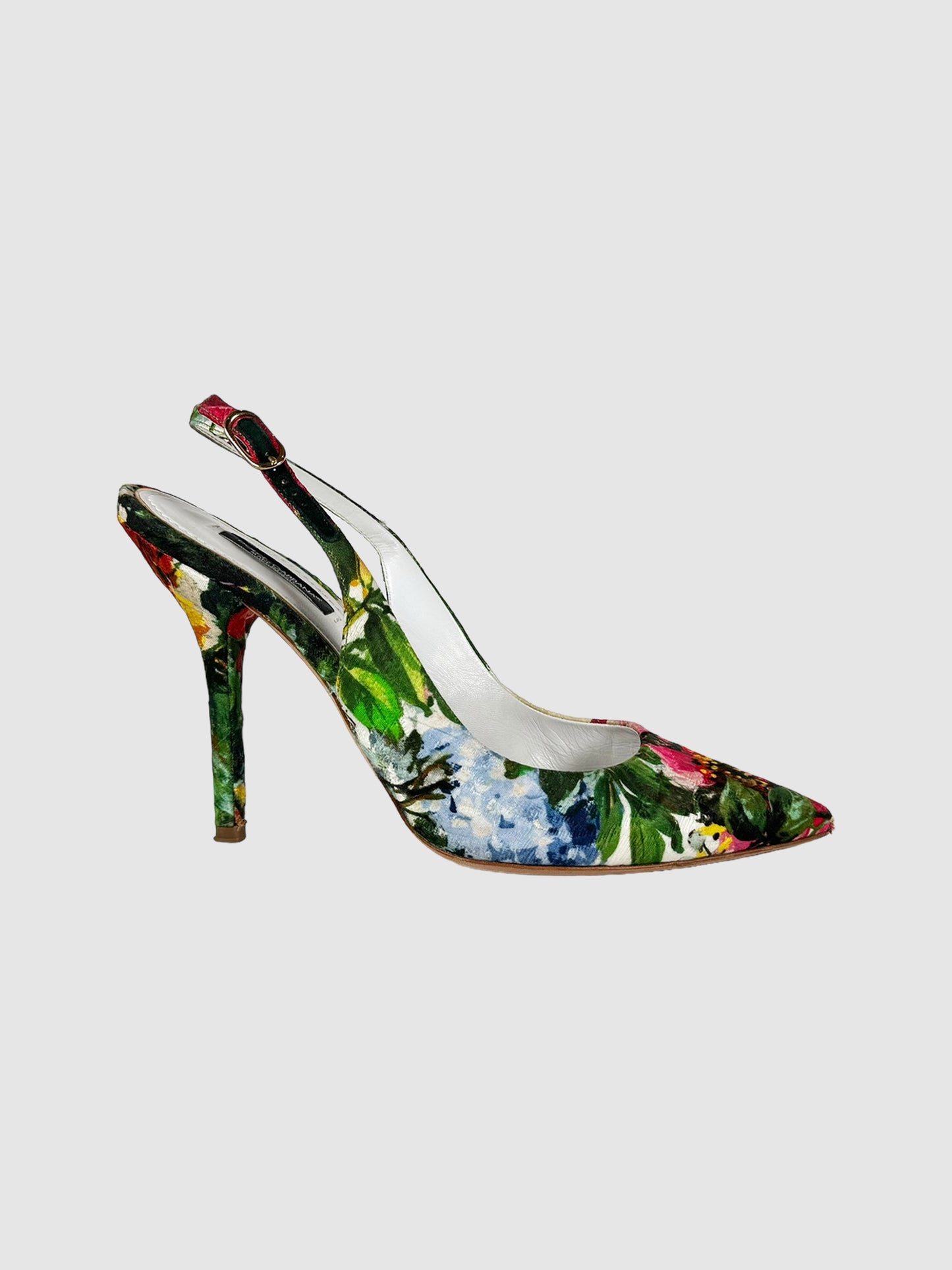 Floral Print Brocade Slingback Pumps - Size 39