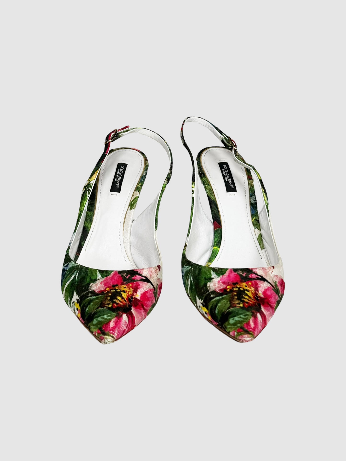 Floral Print Brocade Slingback Pumps - Size 39