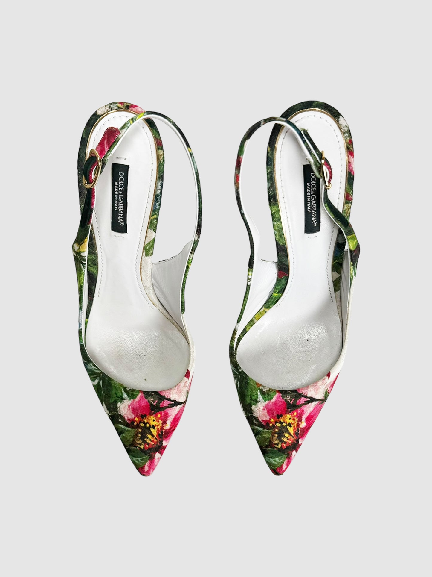 Floral Print Brocade Slingback Pumps - Size 39