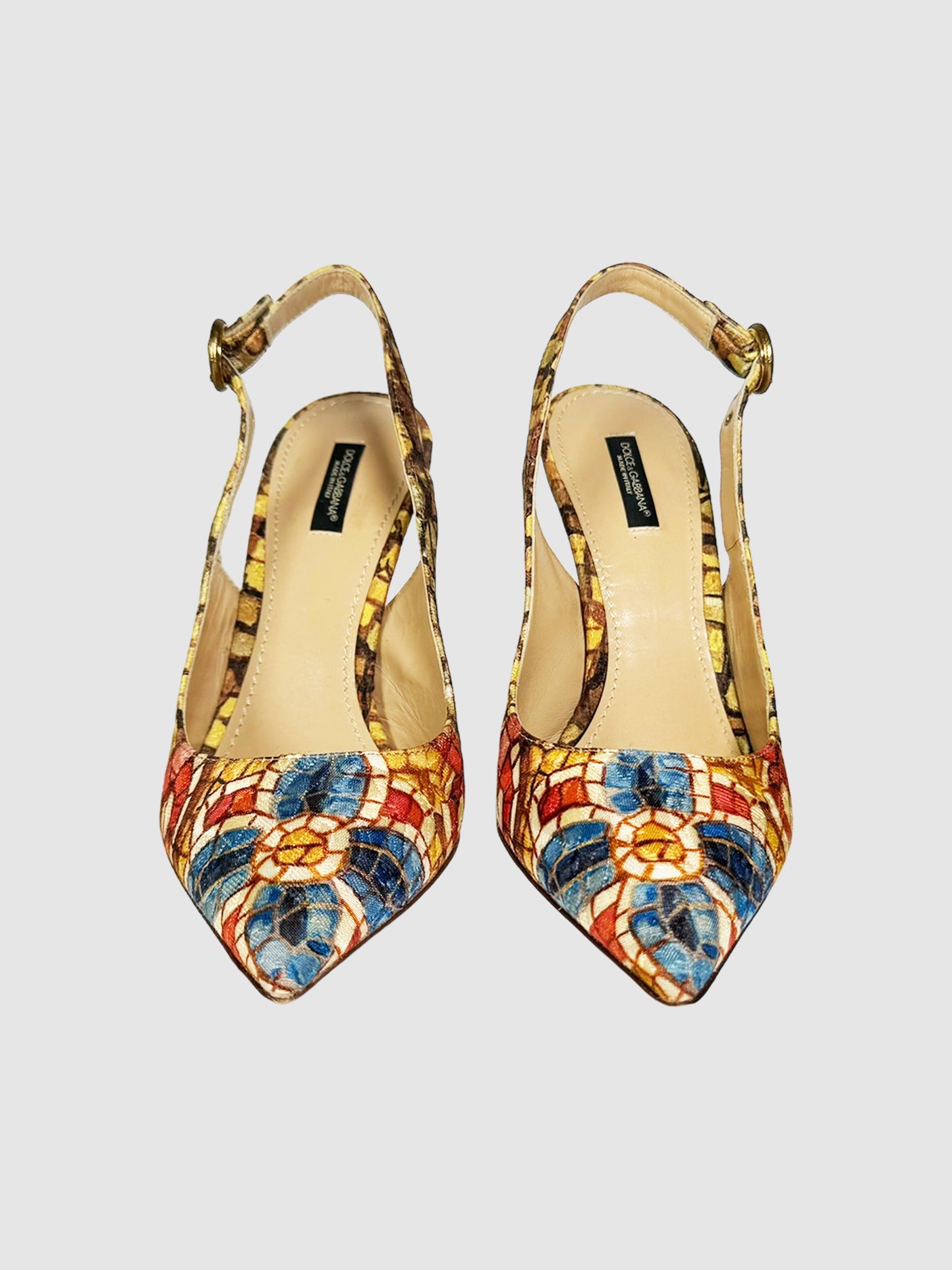 Floral Mosaic Print Slingback Pumps - Size 39