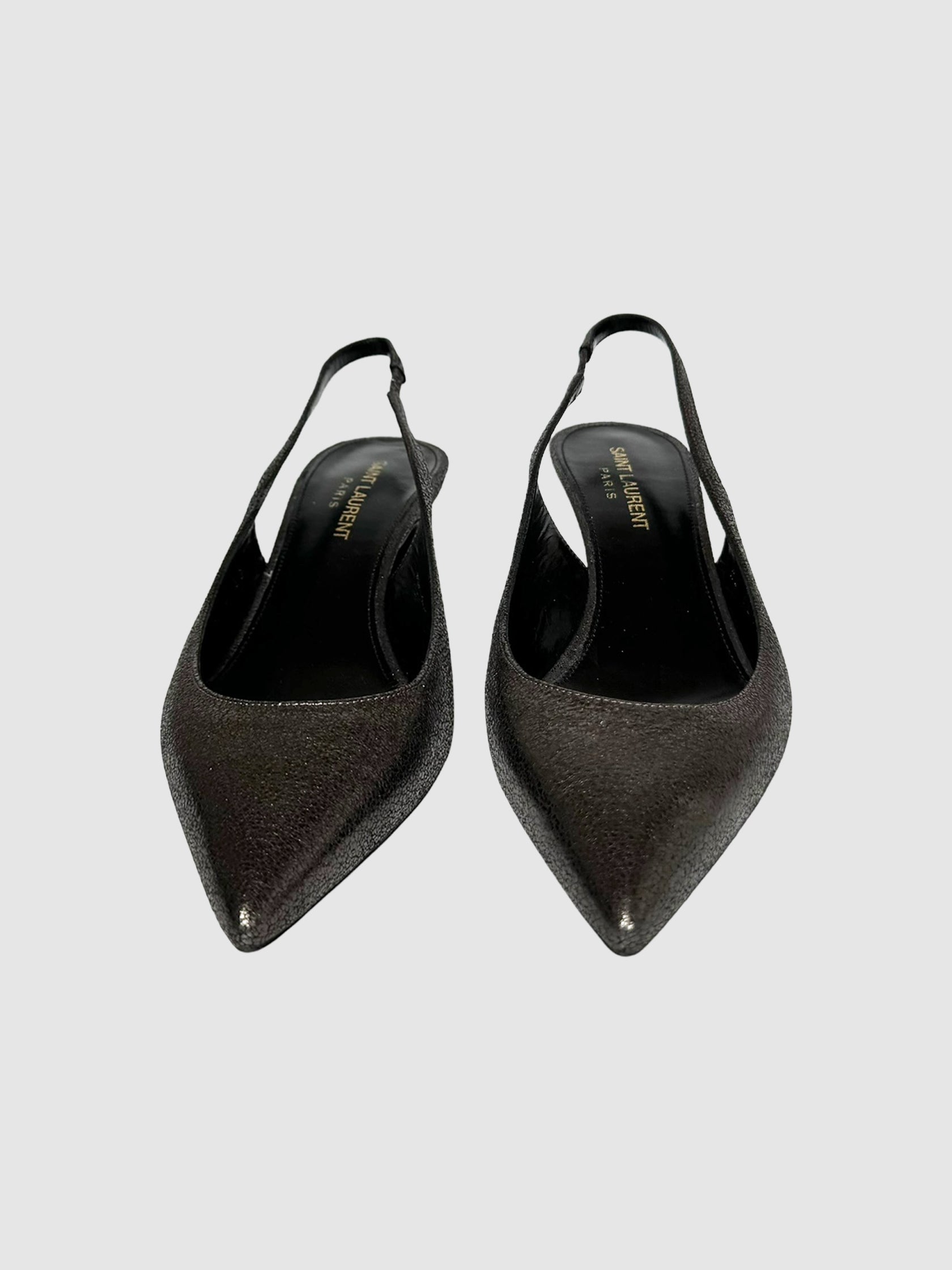 Saint Laurent Paris Bronze Slingback Pumps Canada Luxury Designer Resale Consignment Secondhand