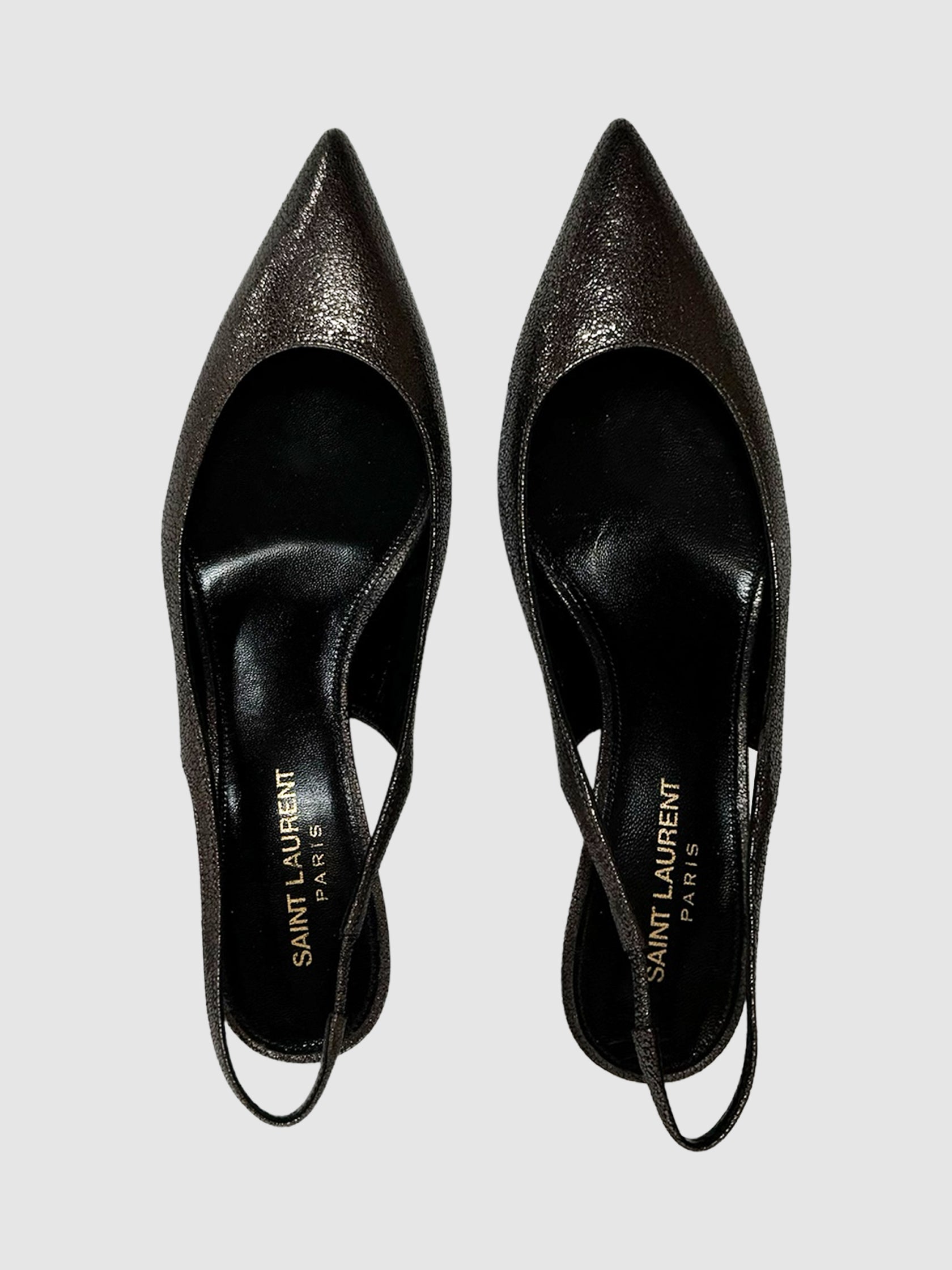 Saint Laurent Paris Bronze Slingback Pumps Canada Luxury Designer Resale Consignment Secondhand