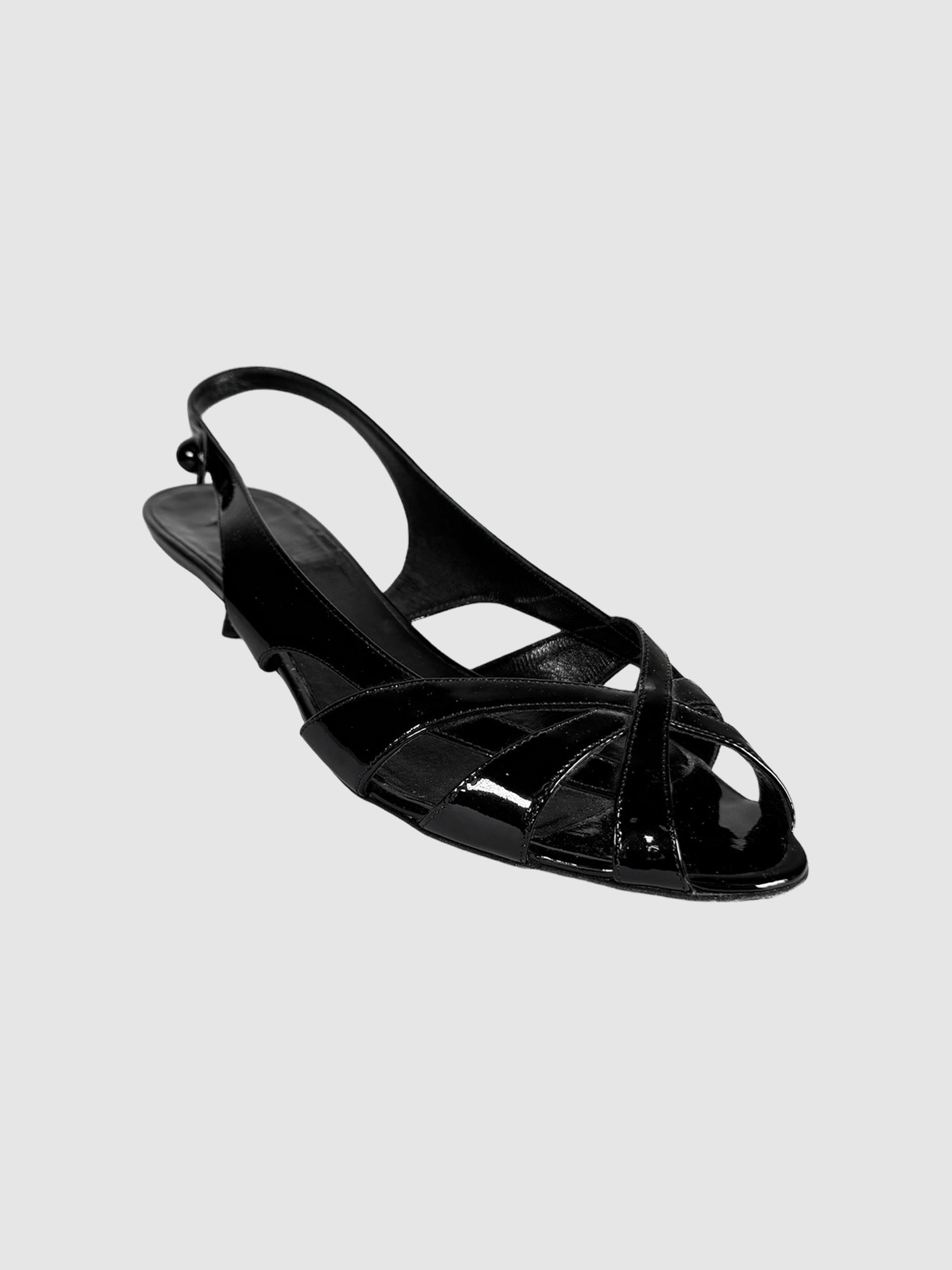 Patent Leather Cutout Kitten Heels - Size 37