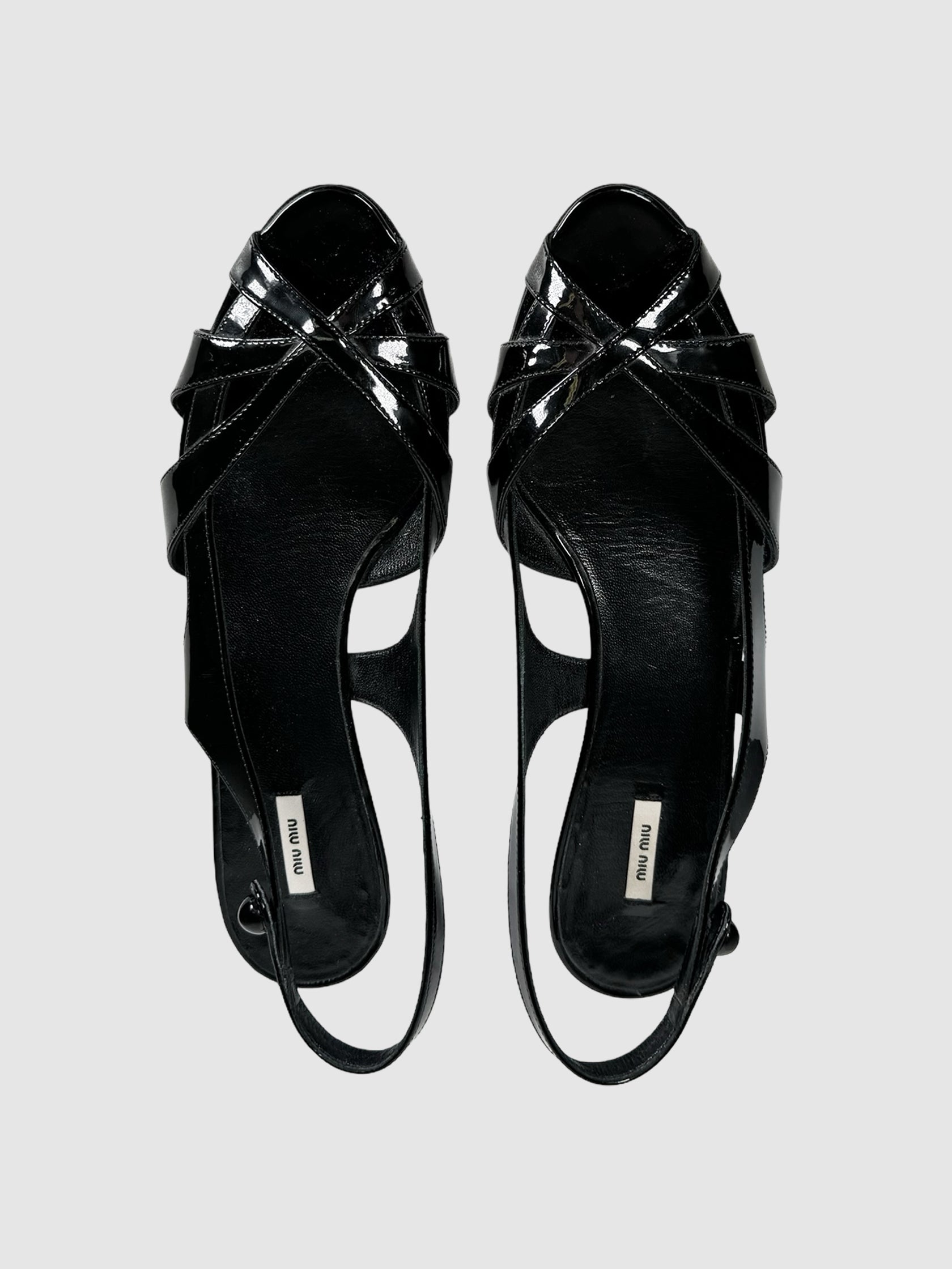 Patent Leather Cutout Kitten Heels - Size 37