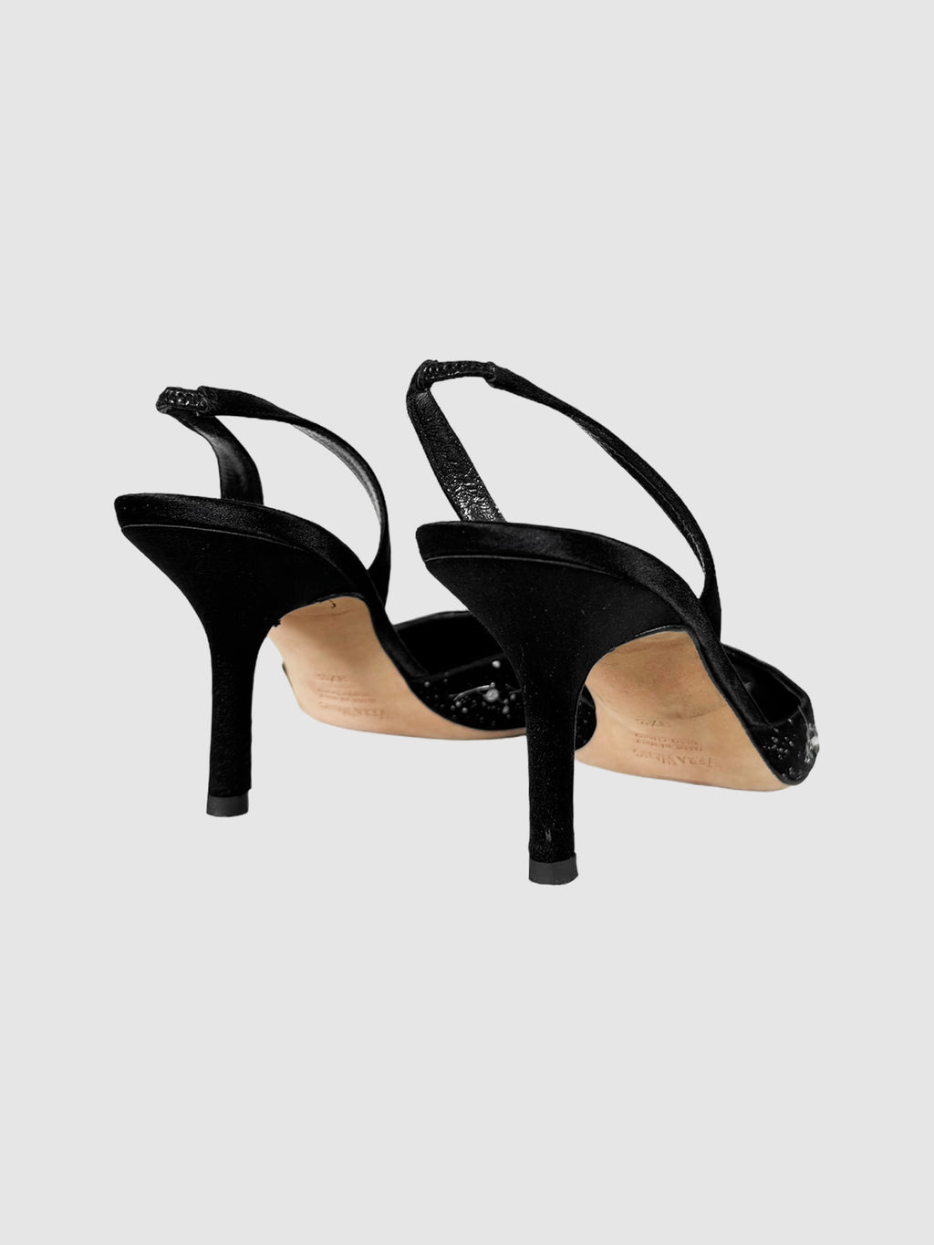 Satin Sequin Slingback Pumps - Size 37.5