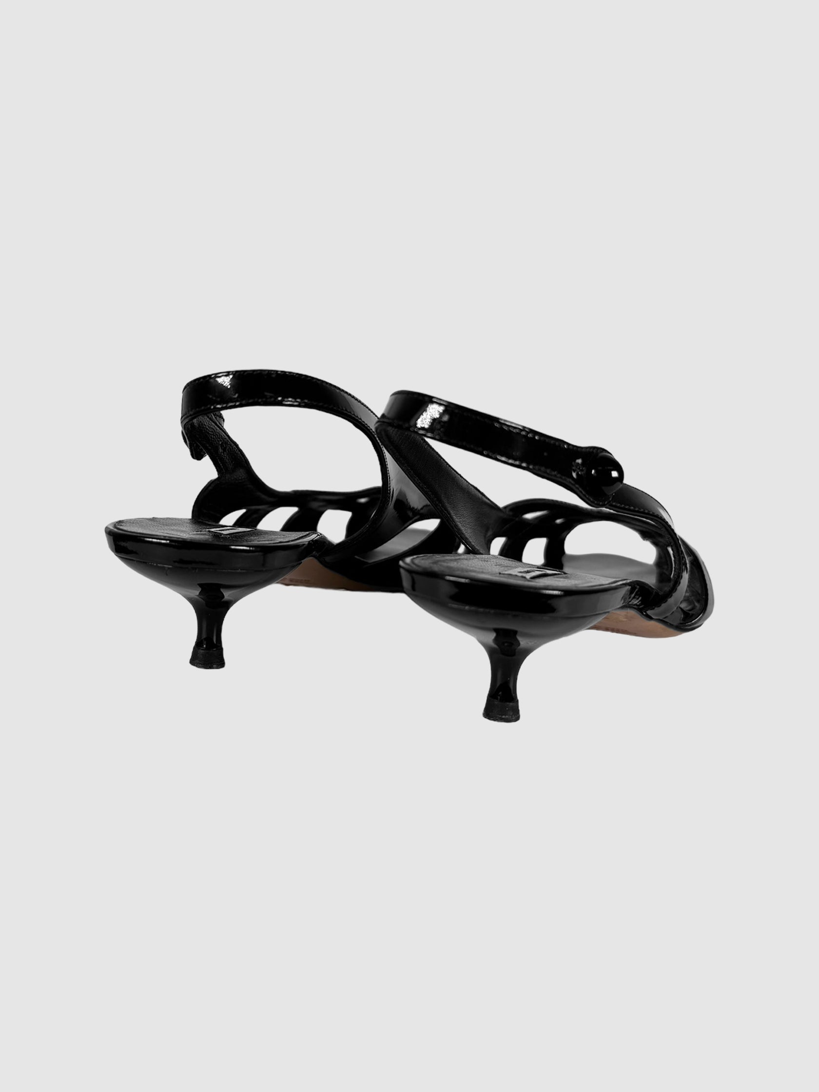Patent Leather Cutout Kitten Heels - Size 37